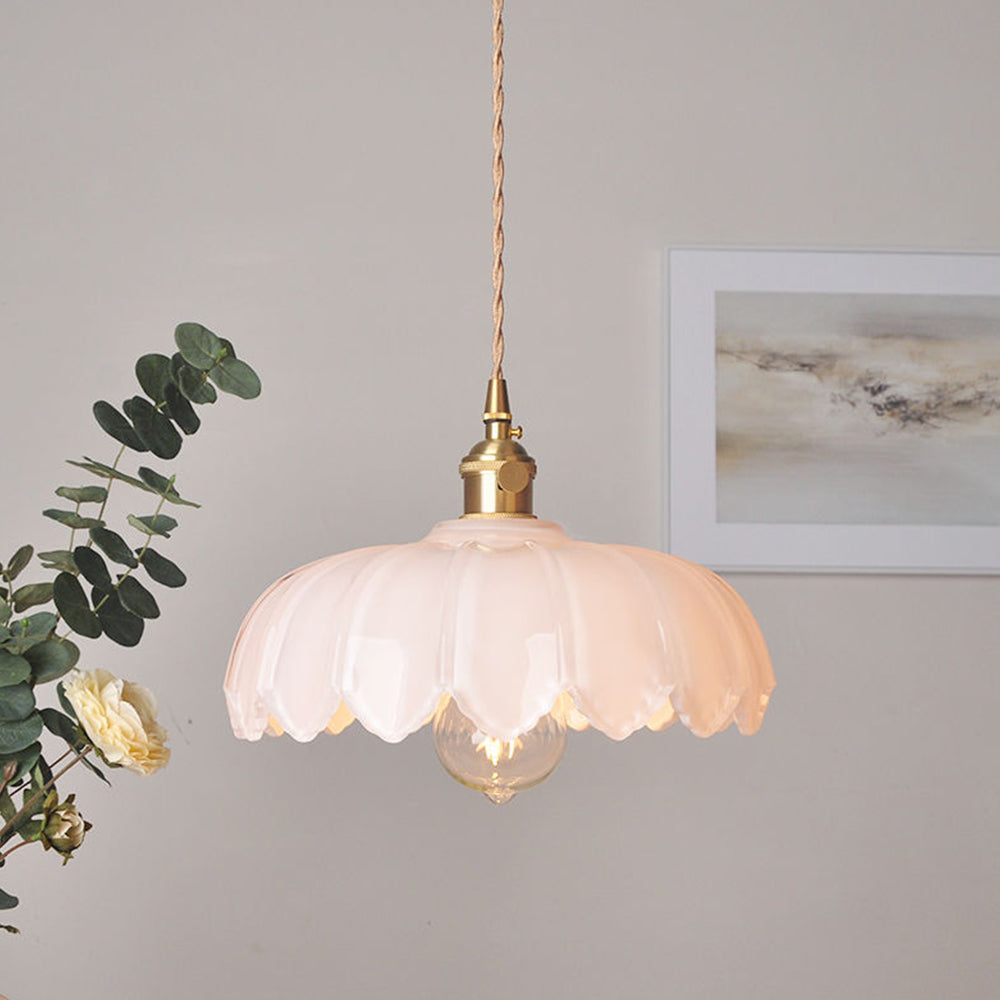 Vintage glazen bloemen hanglamp