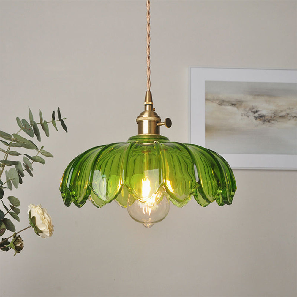 Vintage glazen bloemen hanglamp
