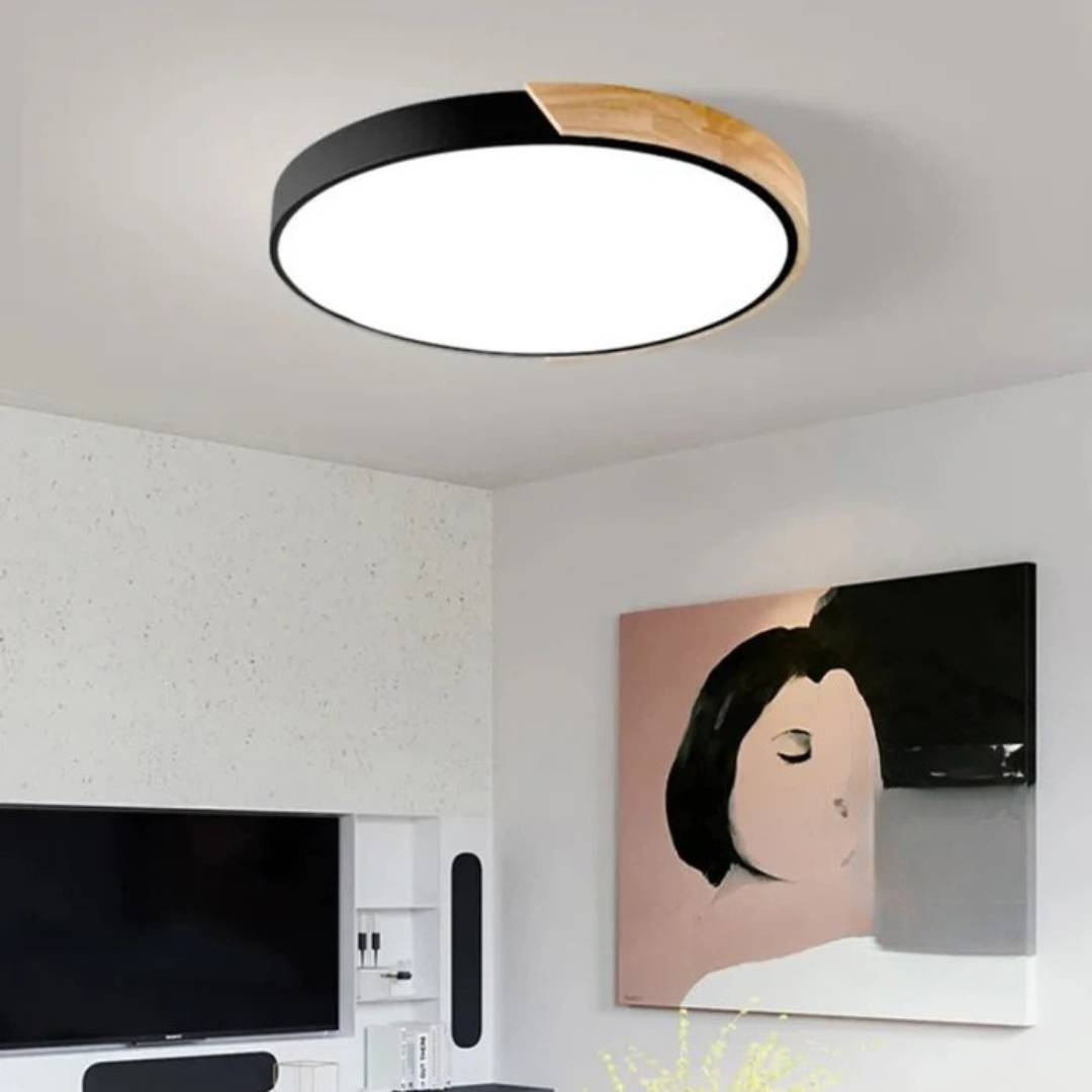 Nordic Houten Macaroon Cirkelvormige Plafondlamp