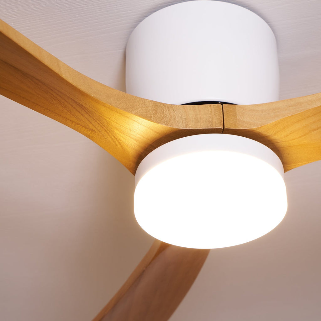 Houten plafondventilator met licht