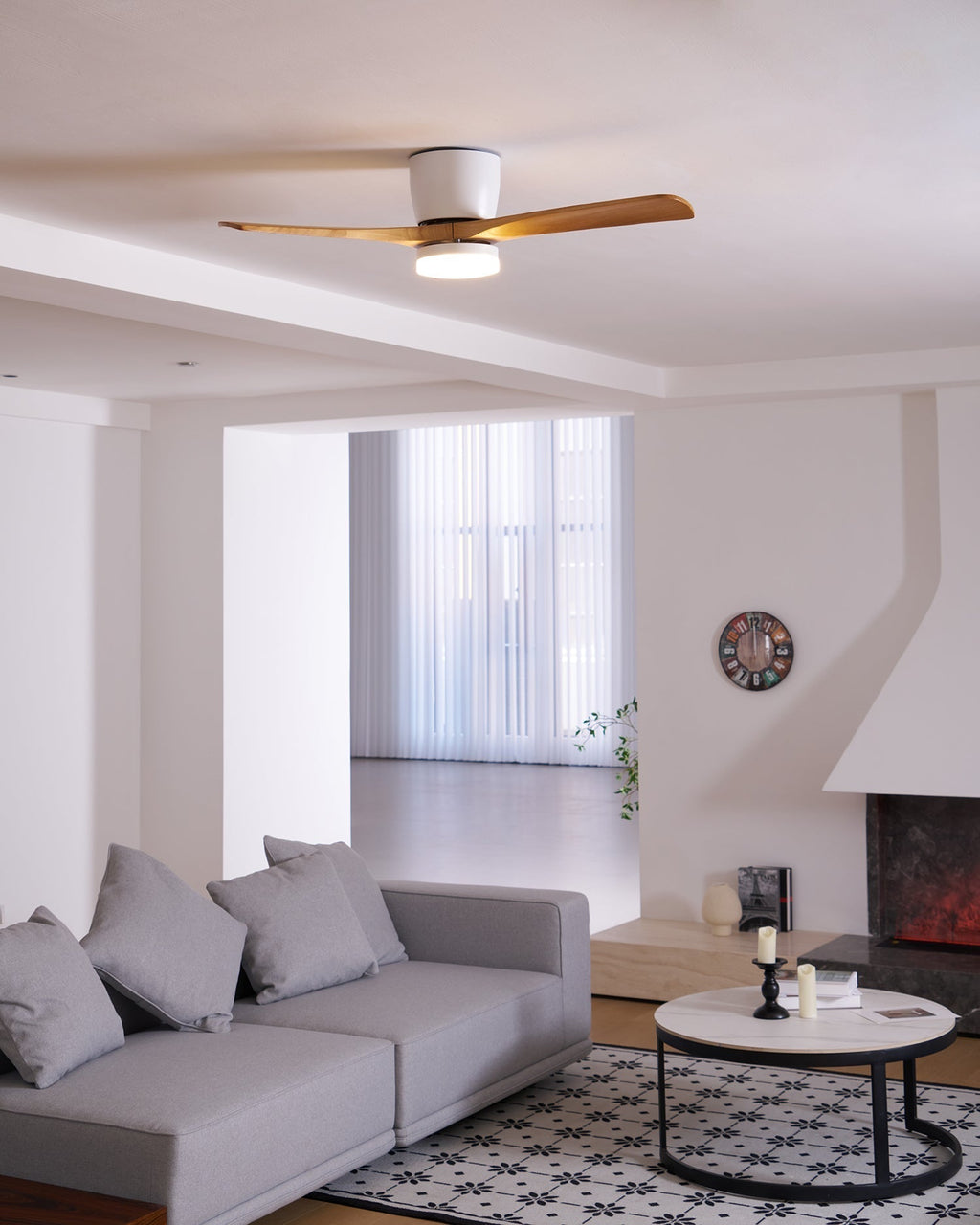 Houten plafondventilator met licht
