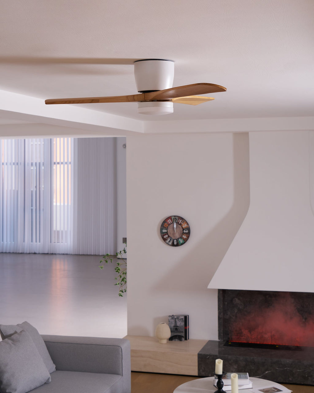 Houten plafondventilator met licht