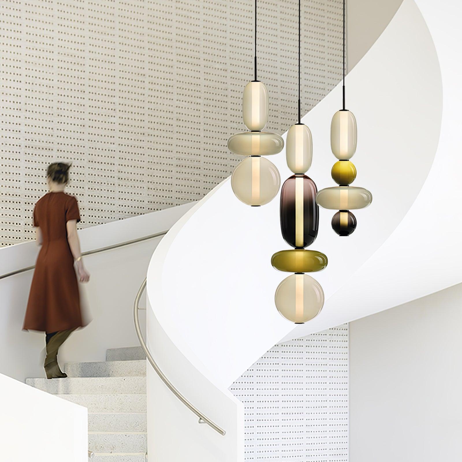 Hanglamp van Gekandiseerd Glas Installatie