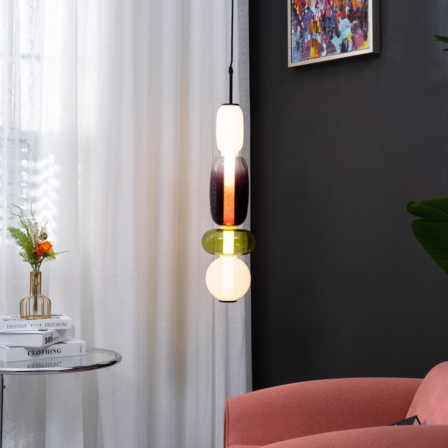 Hanglamp van Gekandiseerd Glas Installatie