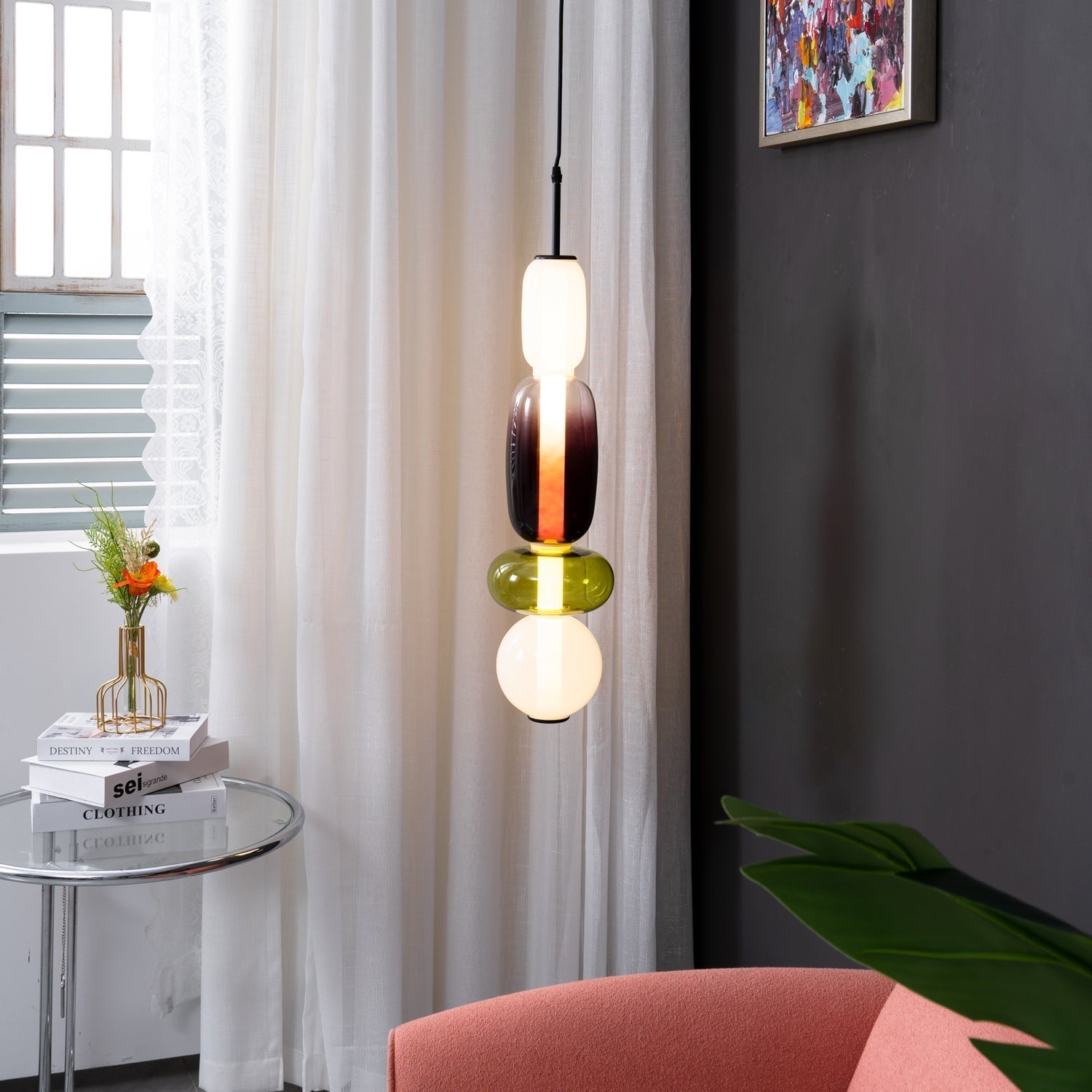 Hanglamp van Gekandiseerd Glas Installatie