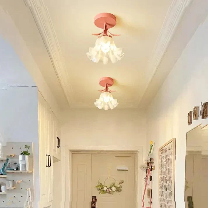 Franse Tiffany Eenvoudige Mini-Bloem Plafondlamp