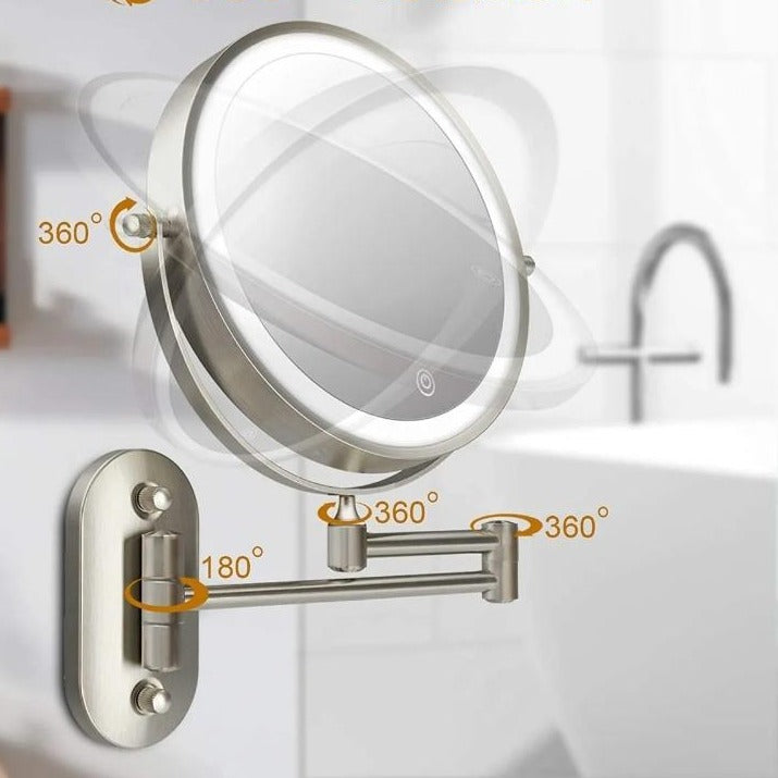 Chroom Zilver Oplaadbare LED Vergrotende Spiegel voor Makeup en Badkamer