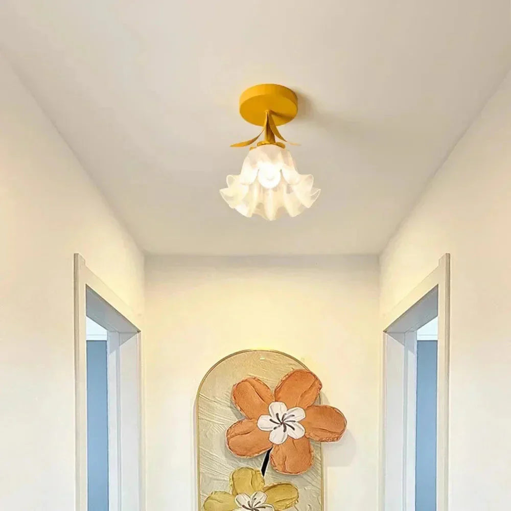 Franse Tiffany Eenvoudige Mini-Bloem Plafondlamp