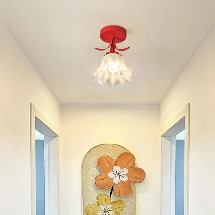Franse Tiffany Eenvoudige Mini-Bloem Plafondlamp