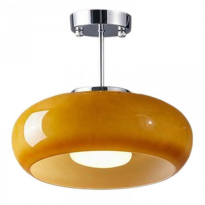 Retro Bernstein Ronde Glas-Plafondlamp