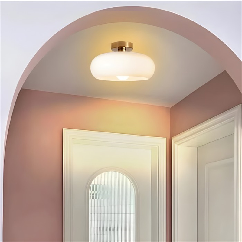 Retro Bernstein Ronde Glas-Plafondlamp