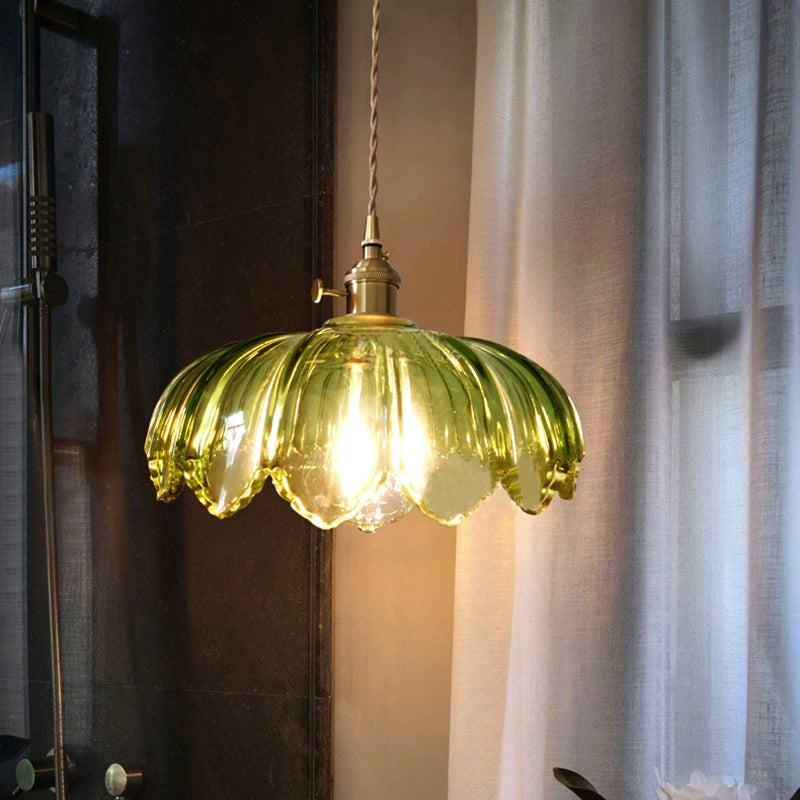Vintage glazen bloemen hanglamp