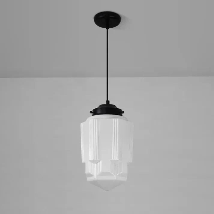 Vintage Witte Melkglas Geometrische Hanglamp