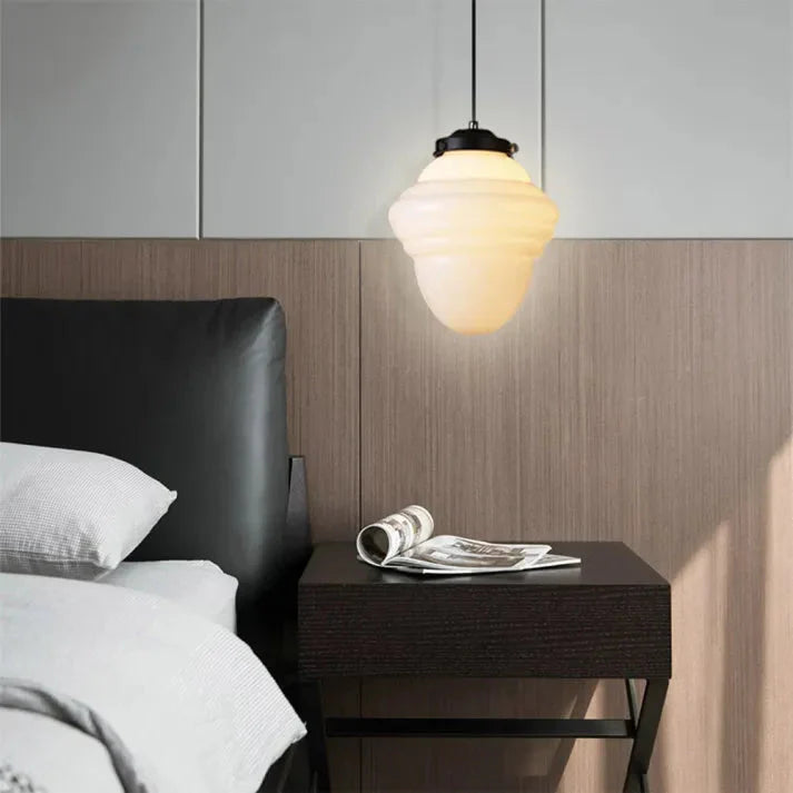 Vintage Witte Melkglas Geometrische Hanglamp