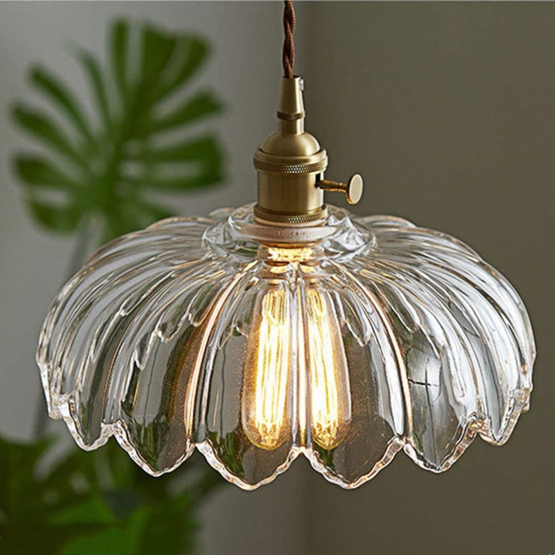 Vintage glazen bloemen hanglamp