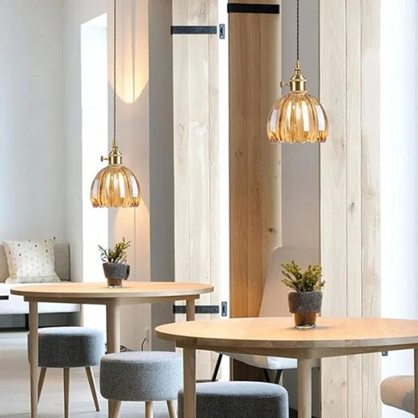 Japanse Retro Glasbloem Hanglamp