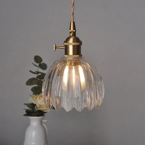 Japanse Retro Glasbloem Hanglamp