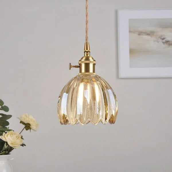 Japanse Retro Glasbloem Hanglamp