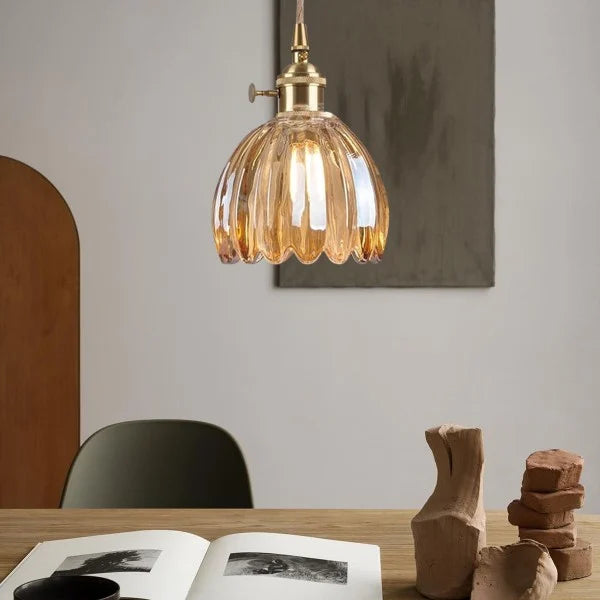 Japanse Retro Glasbloem Hanglamp
