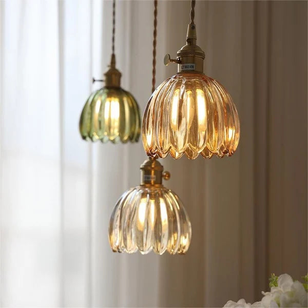 Japanse Retro Glasbloem Hanglamp