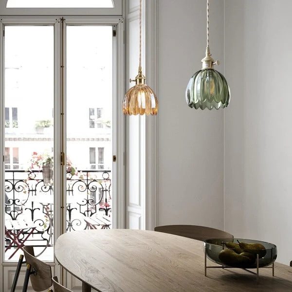 Japanse Retro Glasbloem Hanglamp
