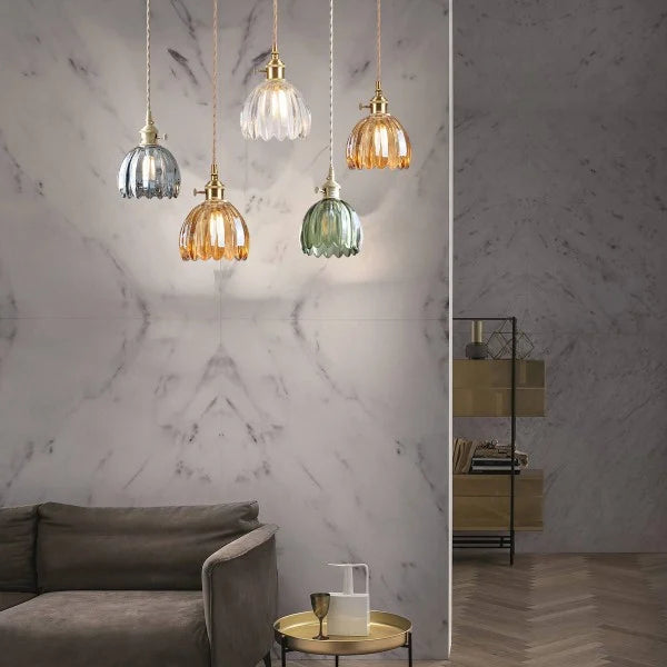 Japanse Retro Glasbloem Hanglamp