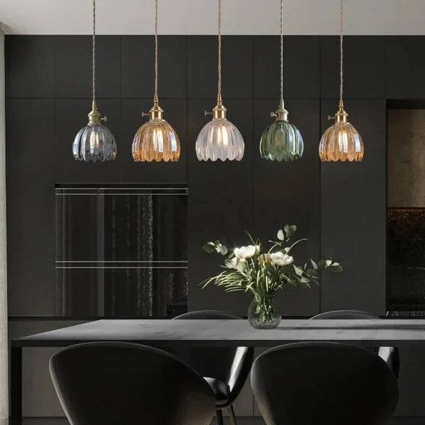 Japanse Retro Glasbloem Hanglamp