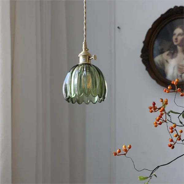 Japanse Retro Glasbloem Hanglamp
