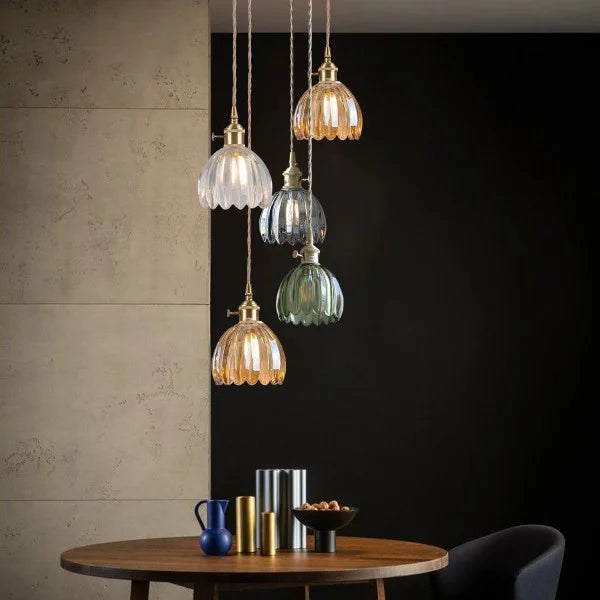 Japanse Retro Glasbloem Hanglamp