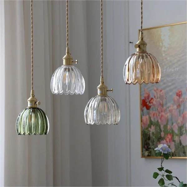 Japanse Retro Glasbloem Hanglamp