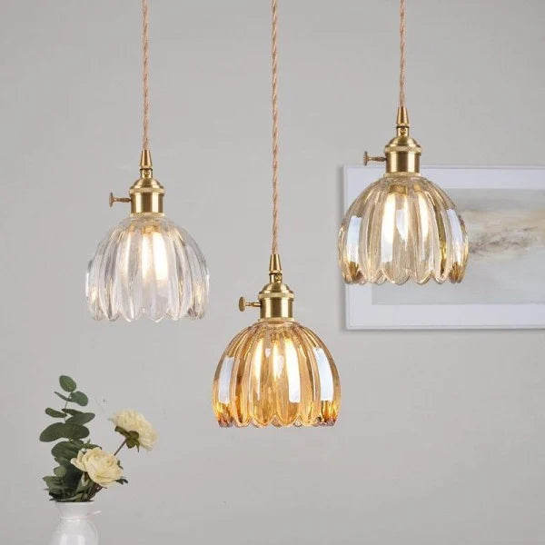 Japanse Retro Glasbloem Hanglamp