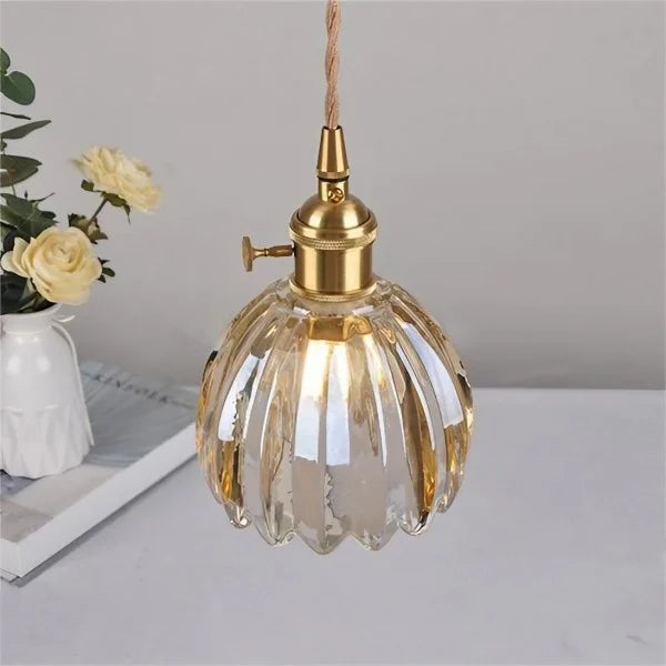 Japanse Retro Glasbloem Hanglamp