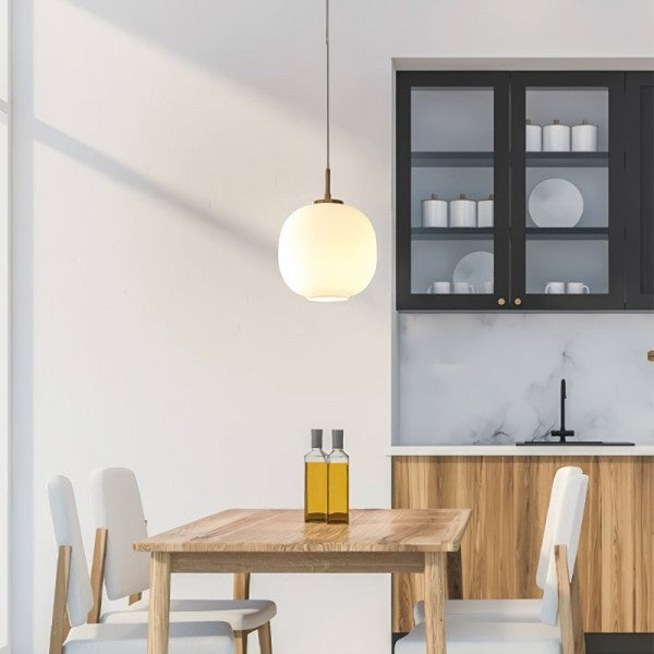 Moderne Scandinavische Opalglas Hanglamp met Radius