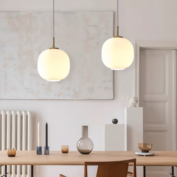 Moderne Scandinavische Opalglas Hanglamp met Radius