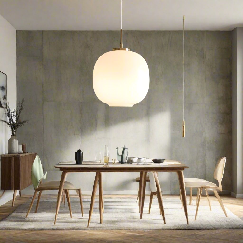 Moderne Scandinavische Opalglas Hanglamp met Radius