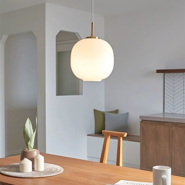 Moderne Scandinavische Opalglas Hanglamp met Radius