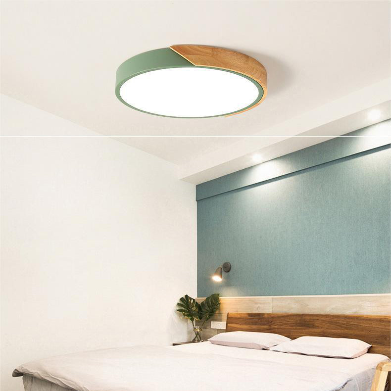 Nordic Houten Macaroon Cirkelvormige Plafondlamp