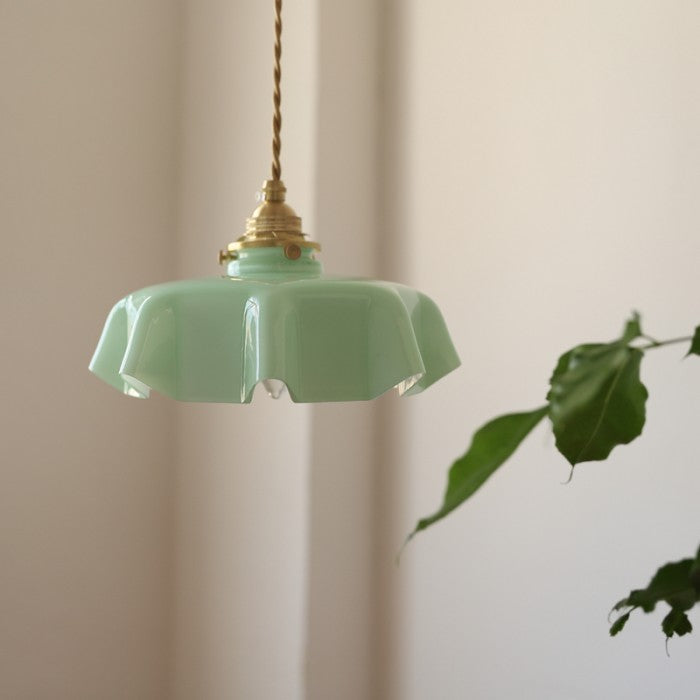 Retro Glasbloem Crème Hanglamp