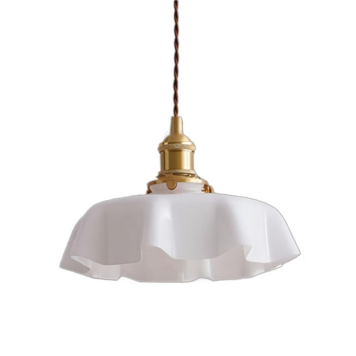 Retro Glasbloem Crème Hanglamp