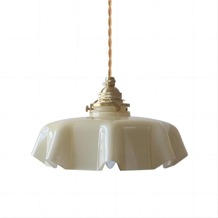 Retro Glasbloem Crème Hanglamp