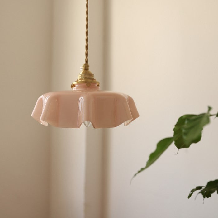 Retro Glasbloem Crème Hanglamp