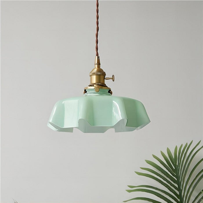 Retro Glasbloem Crème Hanglamp