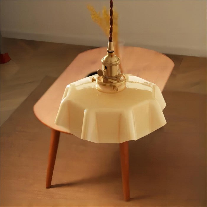 Retro Glasbloem Crème Hanglamp