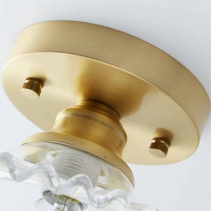 Vintage Helder Glas Geribbelde Bloemblad Plafondlamp