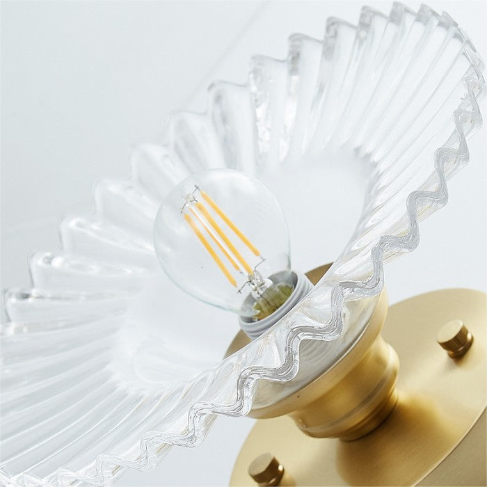 Vintage Helder Glas Geribbelde Bloemblad Plafondlamp